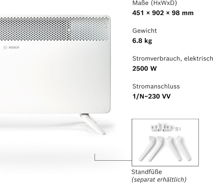 Bosch Heat Convector 4000-25 - Elektrischer Konvektor für Räume bis zu 25 m² - Individuell Einstellb