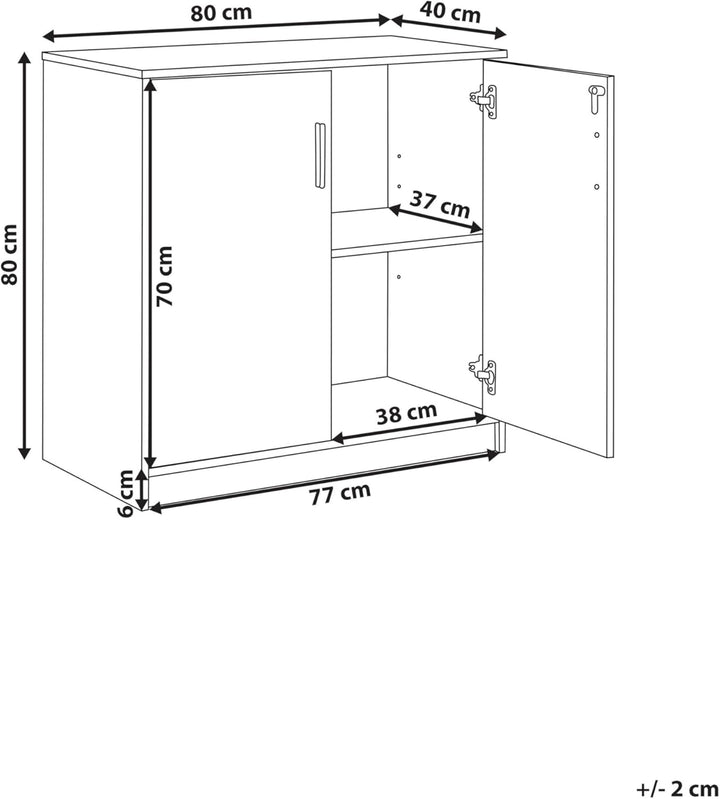 Büroschrank grau / weiss 80 x 80 x 40 cm abschliessbar für Wohnzimmer Büro Zehna