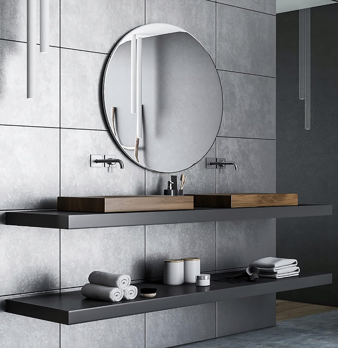 Ramix Rund Spiegel, Rahmenloser, Spiegelfliese, Wandspiegel, Badspiegel, Zimmer, Grösse: 100 cm Durc