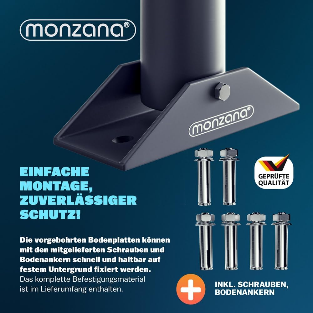 DEUBA® Parkpfosten Parkplatzsperre 3 Schlüssel Sperrpfosten klappbar Vorhängeschloss Stahl Robust Pa