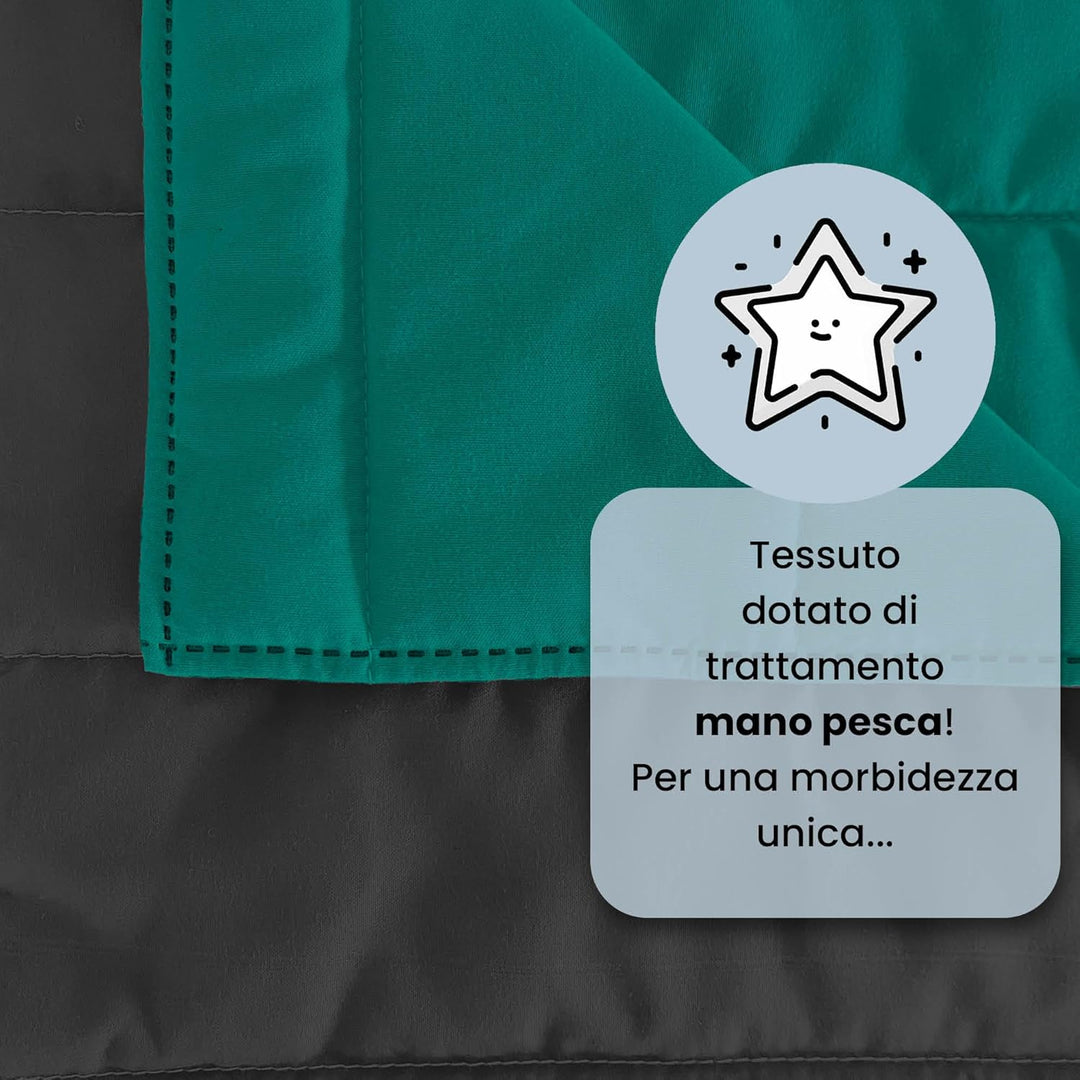 Italian Bed Linen MB Home Italy “Elegant” Sommer-steppdecke, Wasser Grün/Dunkel Grau, 260x270 cm 260
