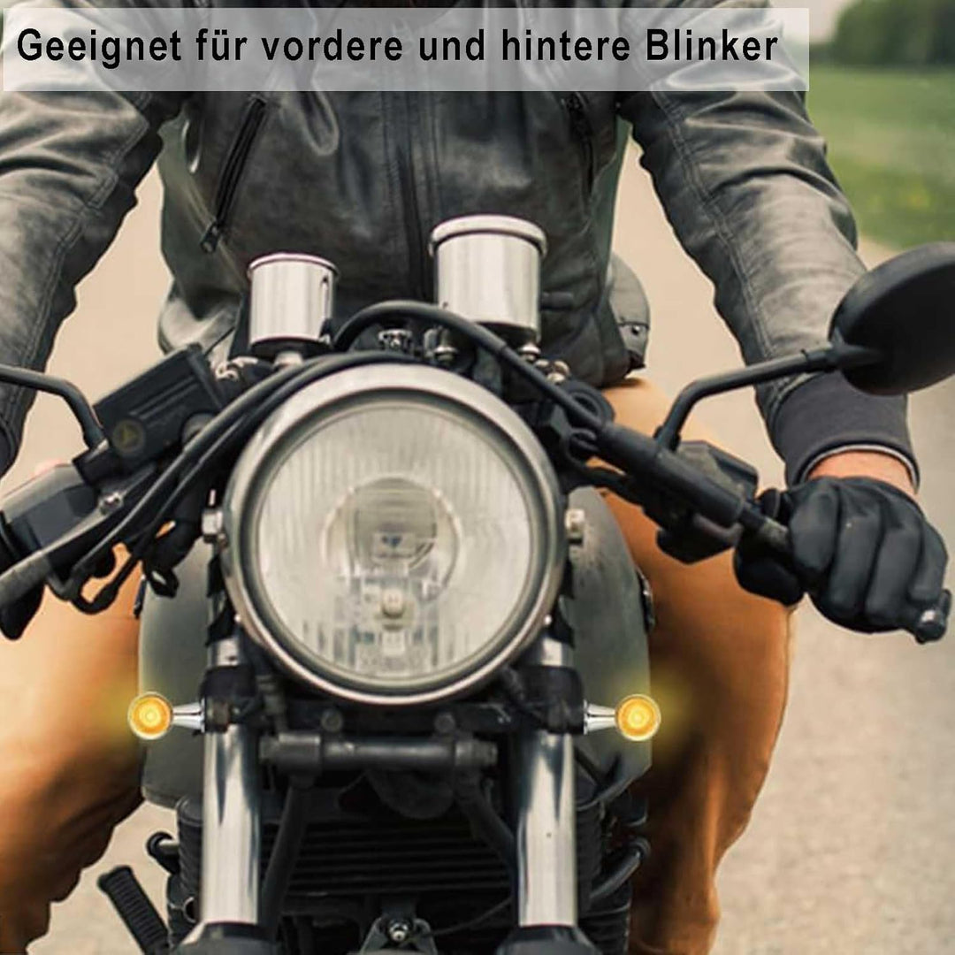 evermotor 12V Mini LED Blinker Motorrad E Geprüft, Verchromt Motorrad Blinker IP67 Wasserdicht (2 St