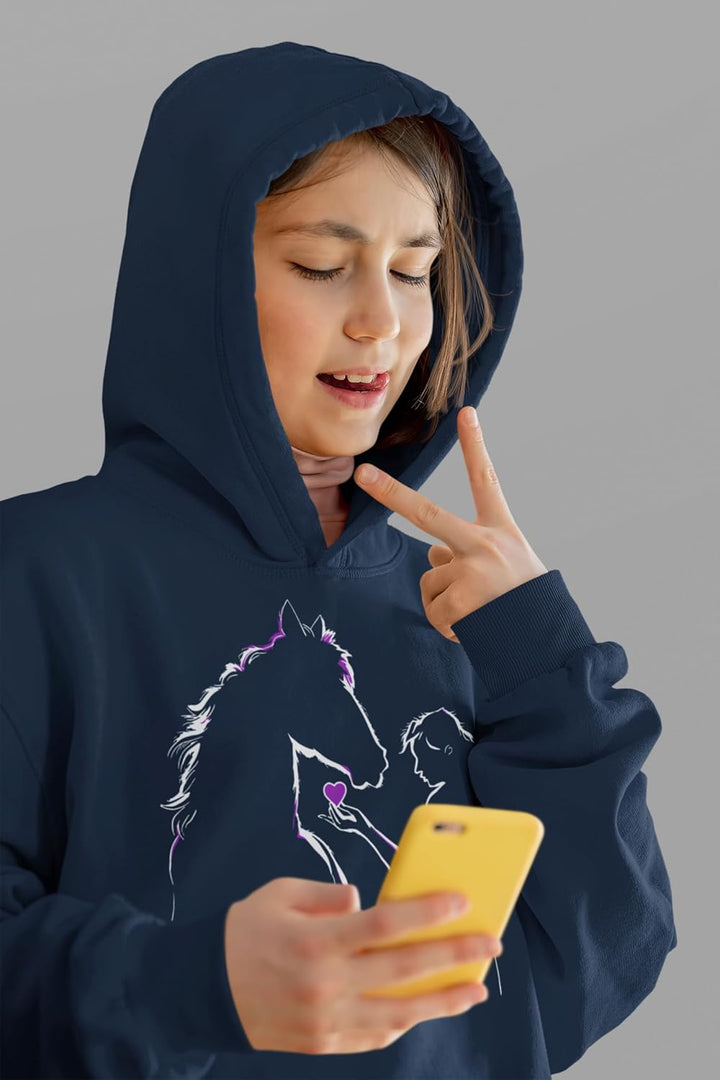 Pferde Pullover Mädchen : Pferde Liebe - Kapuzenpullover für Mädchen - Pferde Geschenk - Kinder Hood