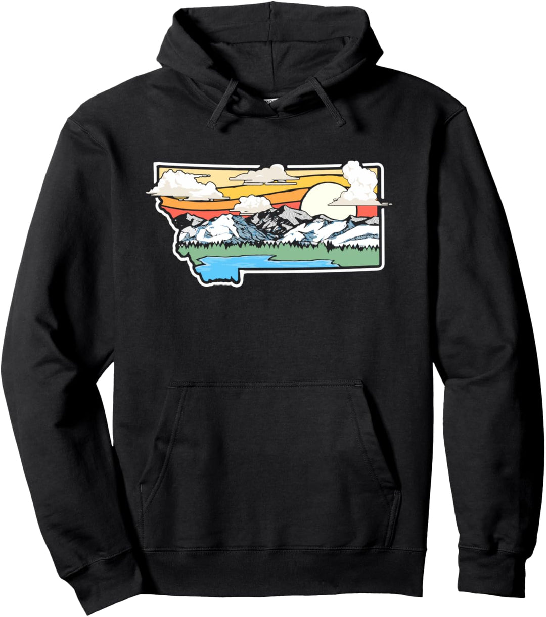 Vintage Montana Outdoors Retro Mountains & Nature Graphic Pullover Hoodie