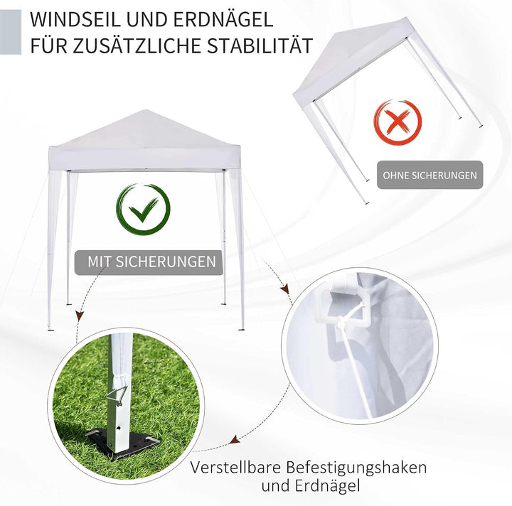 Outsunny Pavillon 3x3m Faltpavillon 4 Seitenwände mit Fenster Tür mit Reissverschluss Festzelt Garte