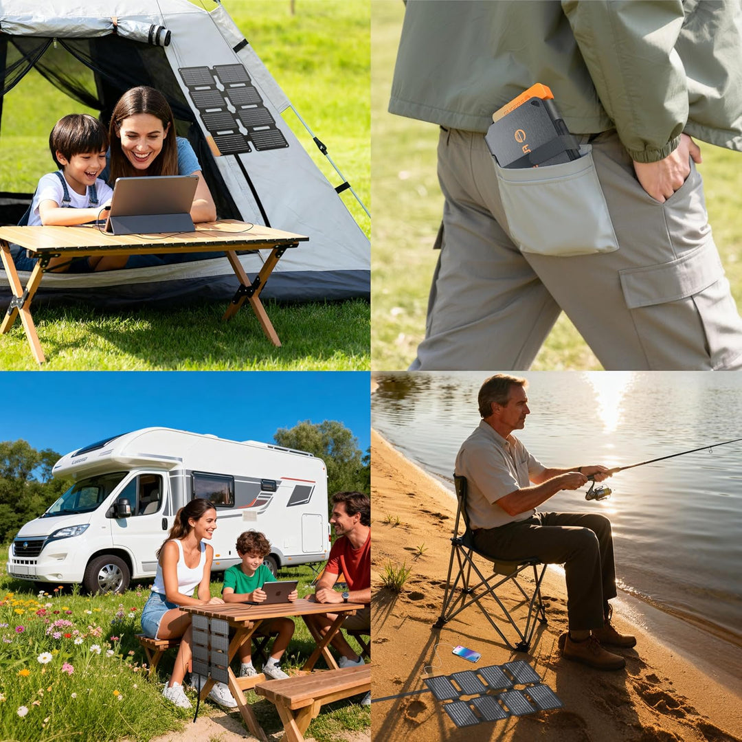 Flexsolar 25W Mini Faltbares Solarpanel im Taschenformat,Wasserdichter E-Film Tragbares Solarladeger