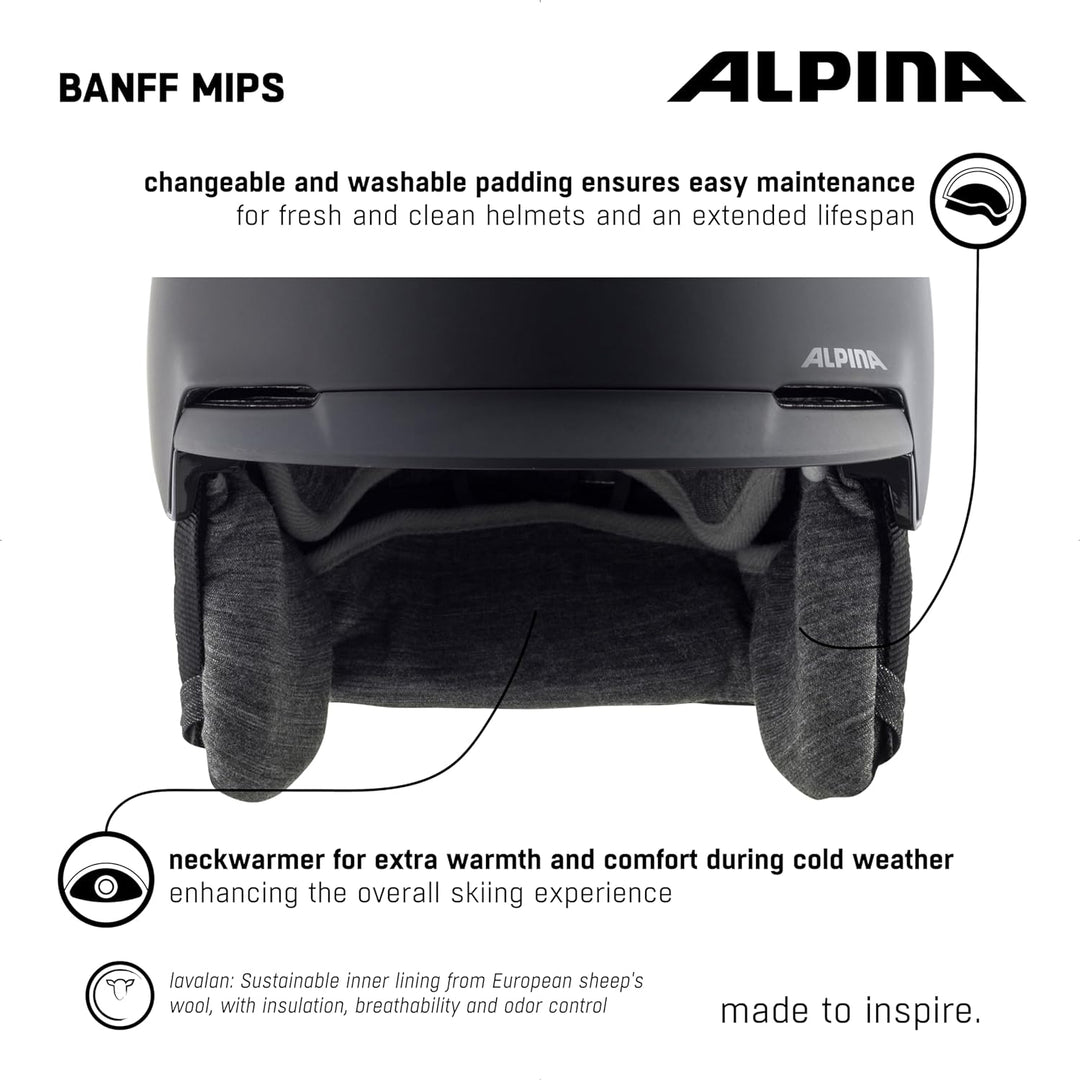 Alpina Banff MIPS Skihelm - Black mat 51-55 cm, 51-55 cm