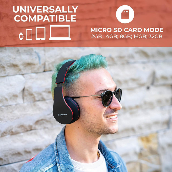 PowerLocus Bluetooth Kopfhörer Over Ear, Kabellose Kopfhörer, HiFi Stereo, Faltbare Kopfhörer mit Mi