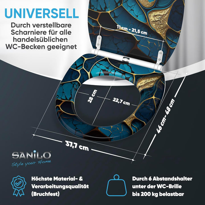 Sanilo WC Sitz mit Absenkautomatik & Schnellverschluss, Toilettendeckel per Knopfdruck abnehmbar, ei