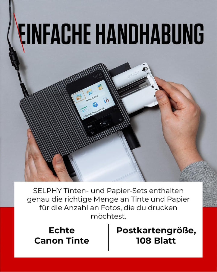 Canon RP-108 Original Farbband/Papierset Postkartengrösse 10x15cm für SELPHY CP-Drucker (108 Blatt,