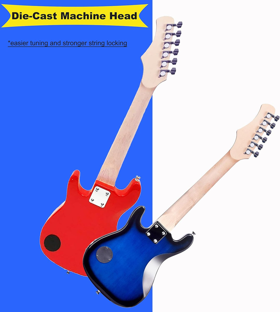 Winzz 30 Zoll Mini E-Gitarre Kinder Ahorn Griffbrett Elektrische Gitarre Anfänger Set für Kinder mit