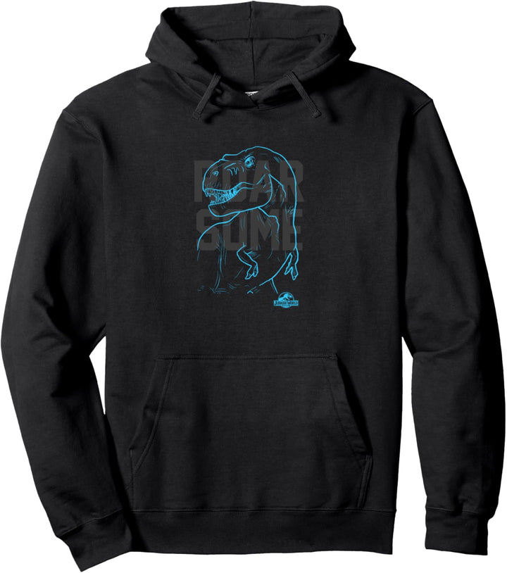 Jurassic World T-Rex Roarsome Blue Outline Pullover Hoodie