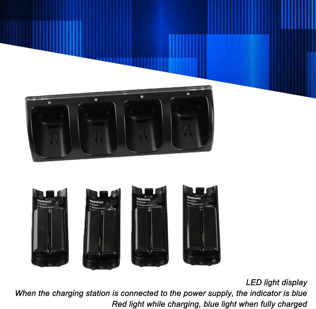 Fernbedienungs-Ladegerät, 4-in-1-Ladestation mit 4 Wiederaufladbaren 2800-mAh-Batterien, mit LED-Anz