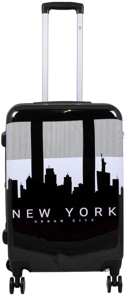 Hartschalen Koffer Trolley mit hochwertigem Motiv Print NY Skyline mit Dehnfalte, Grösse L