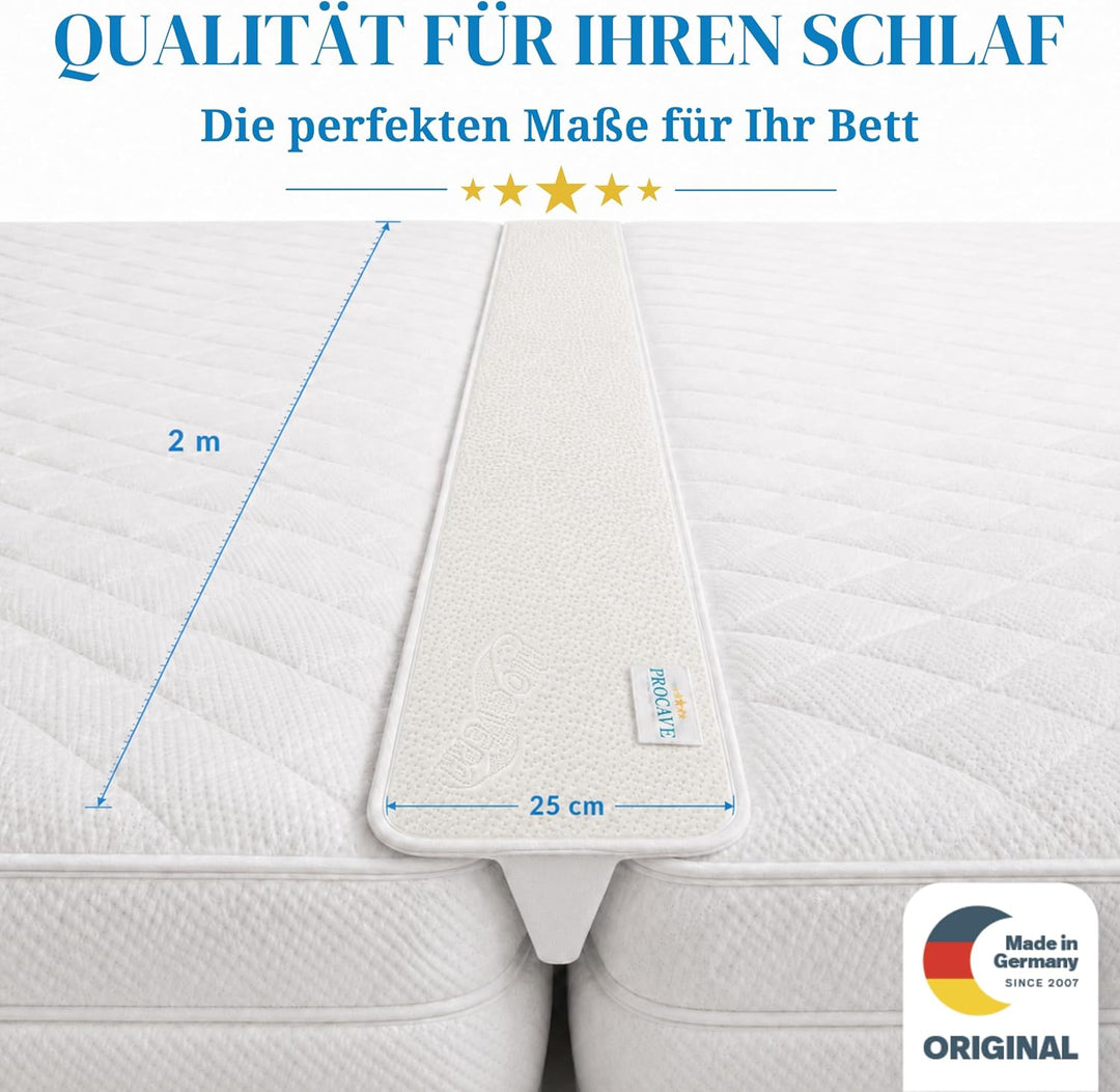 PROCAVE Matratzenkeil mit AloeVera-Bezug 25 x 200 cm, ein Matratzen Ritzenfüller verbindet zwei Matr