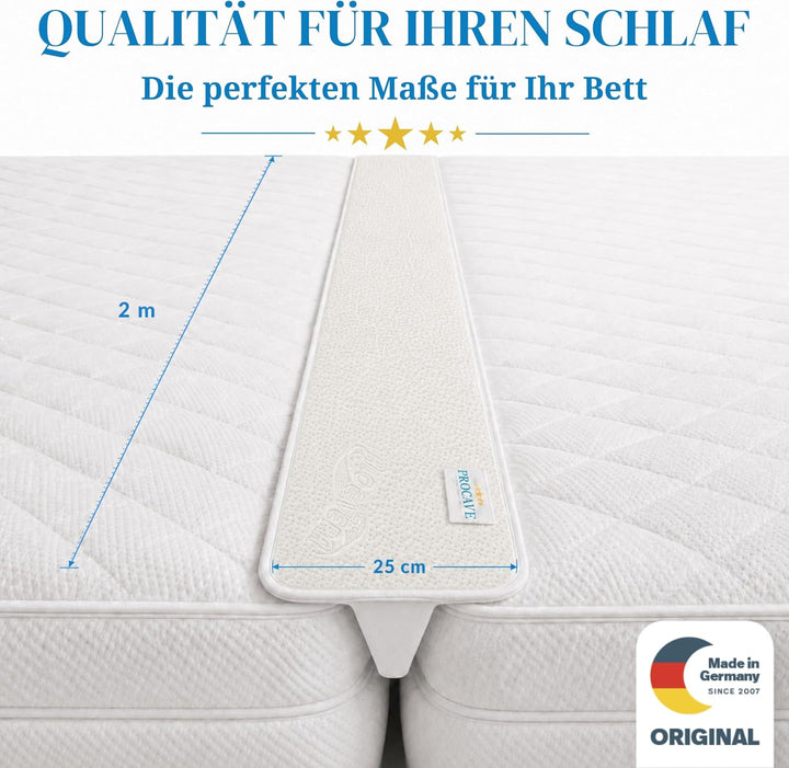 PROCAVE Matratzenkeil mit AloeVera-Bezug 25 x 200 cm, ein Matratzen Ritzenfüller verbindet zwei Matr