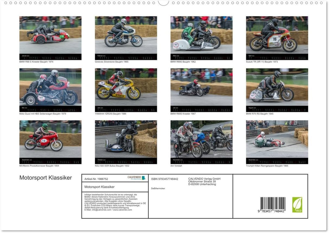 Motorsport Klassiker (hochwertiger Premium Wandkalender 2026 DIN A2 quer), Kunstdruck in Hochglanz: