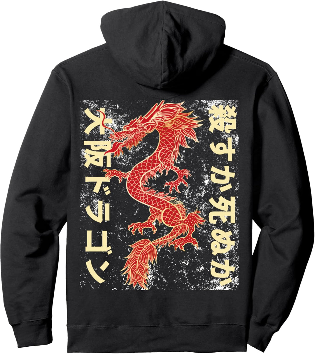 Kill or Die – Osaka Dragon Retro-Print auf der Rückseite Pullover Hoodie