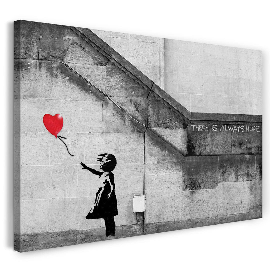 Printed Paintings Leinwand (120x80cm): Banksy - Balloon Girl Mädchen mit Luftballon Always Hope S 12