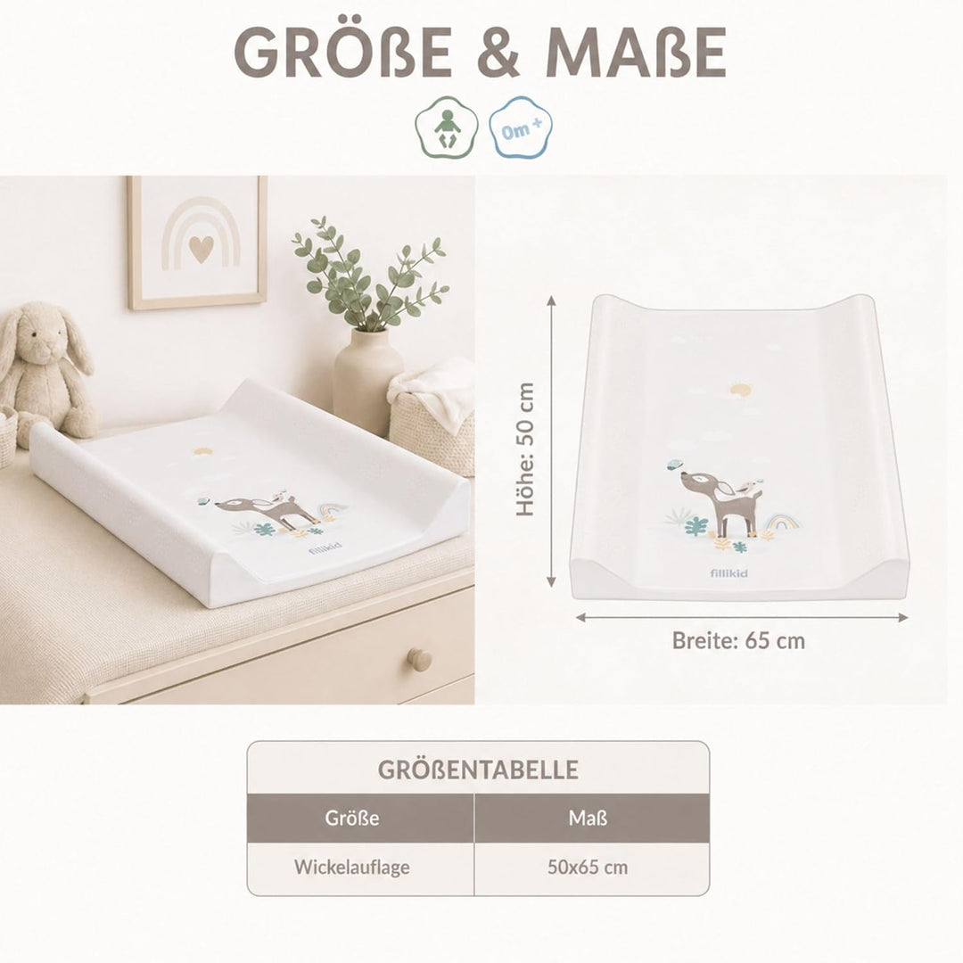 Fillikid Wickelauflage 2-Keil Exclusiv/Wickelmulde 50x65 cm/Wickelunterlage mit abwaschbarer Folienb