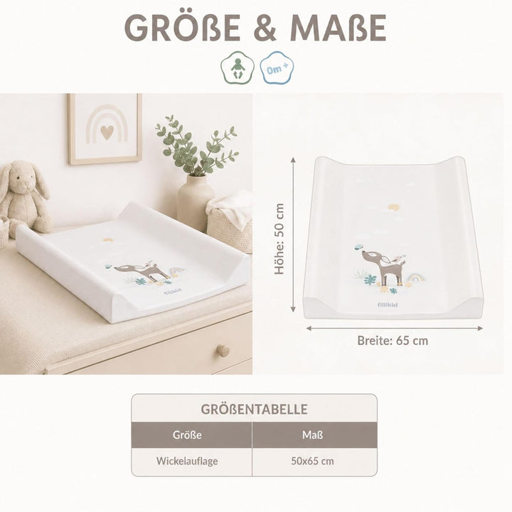 Fillikid Wickelauflage 2-Keil Exclusiv/Wickelmulde 50x65 cm/Wickelunterlage mit abwaschbarer Folienb