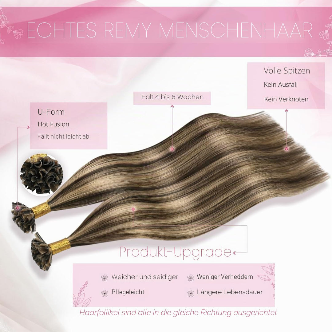 Moresoo Haarverlängerung Echthaar Bondings 55 cm Remy Echthaar Extensions Bondings 
