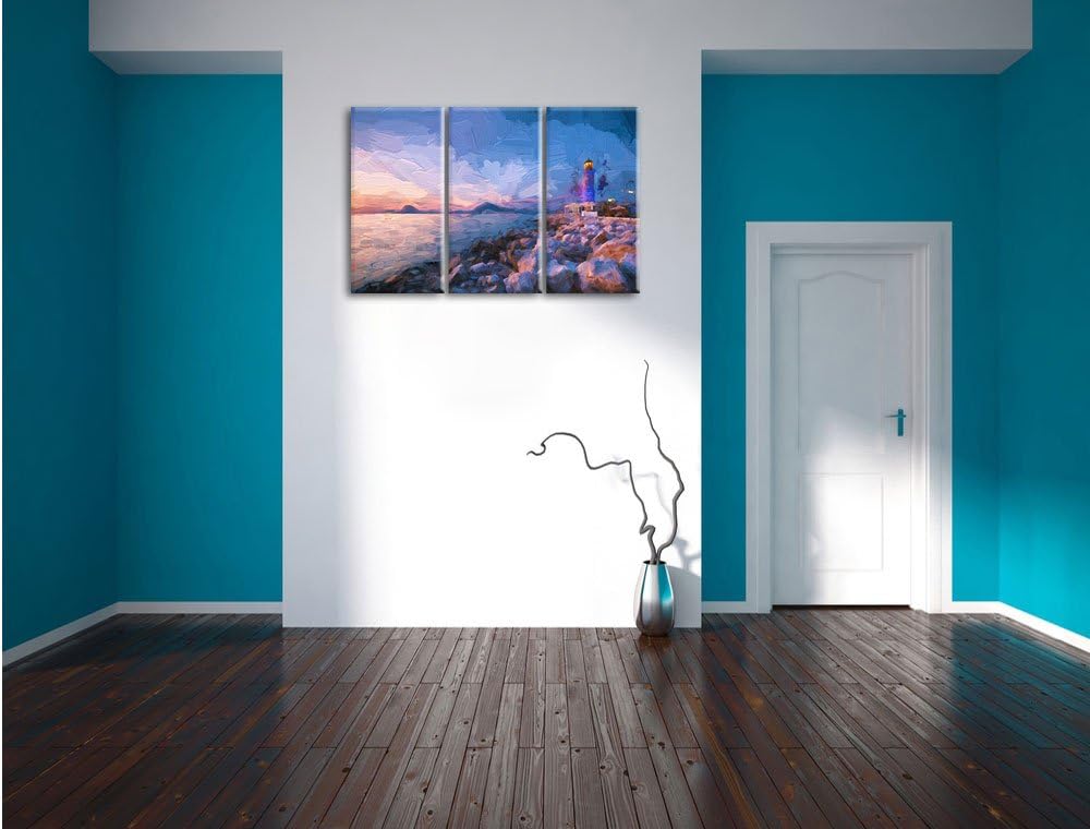 Pixxprint Leuchtturm als Leinwandbild/Grösse: 3 Teilig (120x80) cm/Wandbild/Kunstdruck/fertig bespan