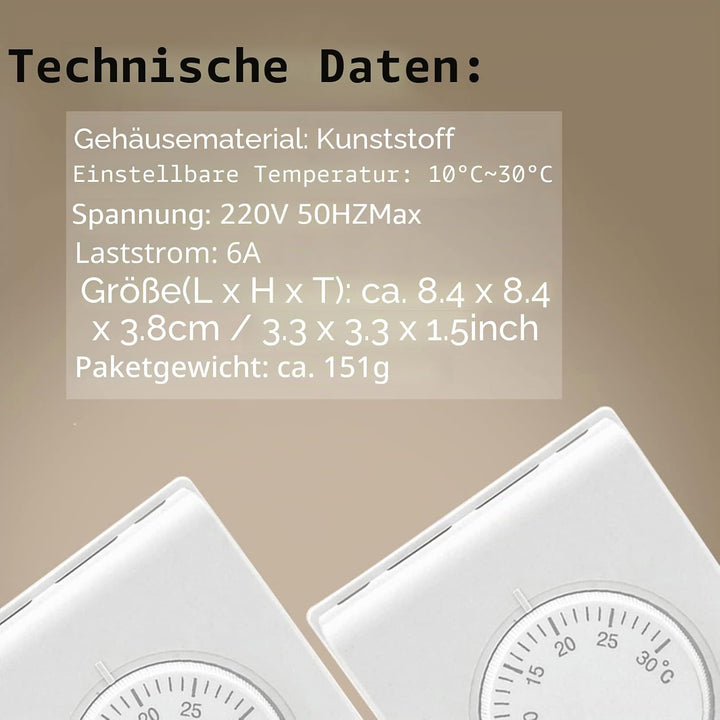 Acogedor Raumthermostat, Universal Standard Raumthermostat, Mechanischer Raumthermostat, energiespar