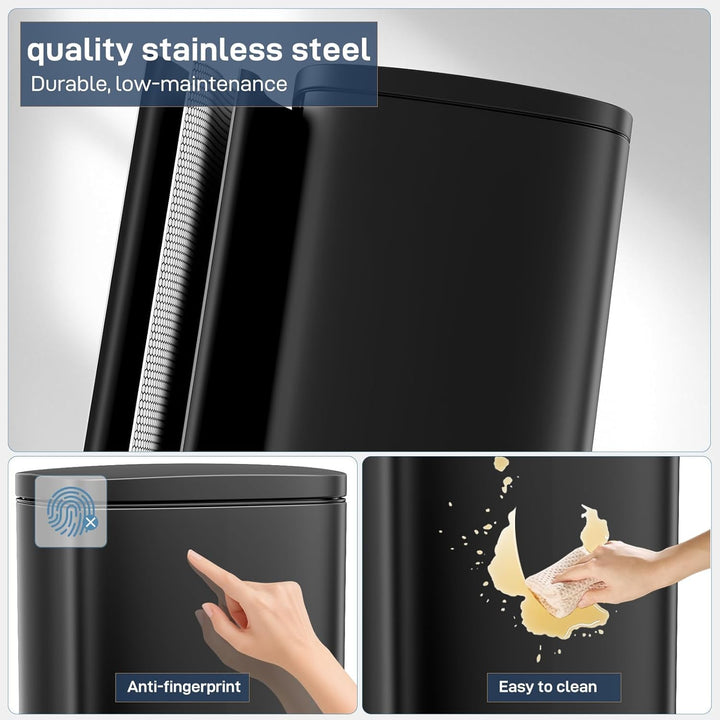 Clevich Mülleimer 30L aus Stahl, Abfalleimer, Tretmülleimer mit Soft-Close Deckel, Fusspeda, abnehmb