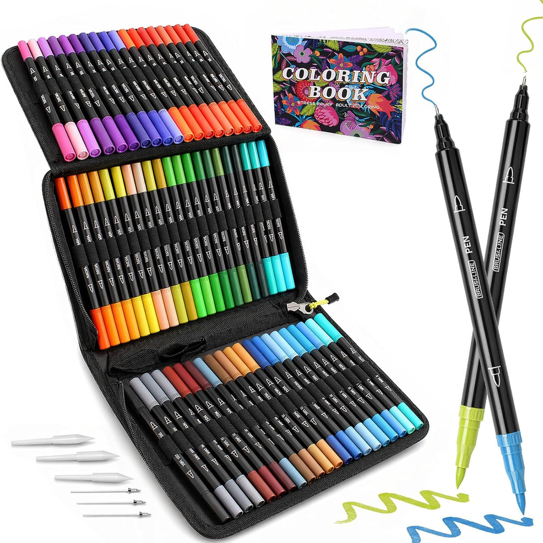 Laconile 72 Filzstifte Set für Malbücher für Erwachsene, Dual Brush Pens Färbemarker für Kinder Kall