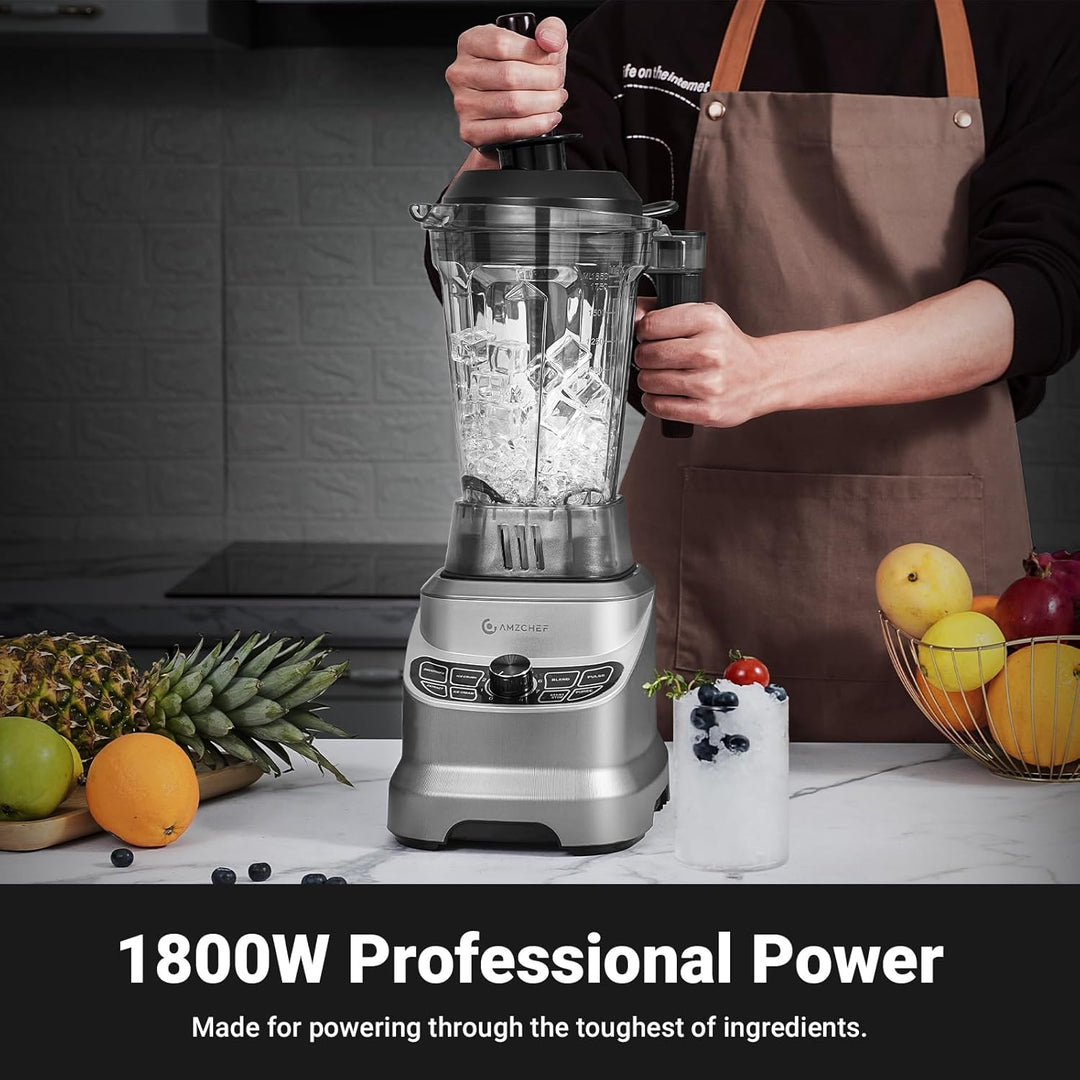 AMZCHEF Standmixer 1800 Watt | 1.85L Mixer Hochleistungsmixer | Blender mit 8 Einstellbaren Geschwin