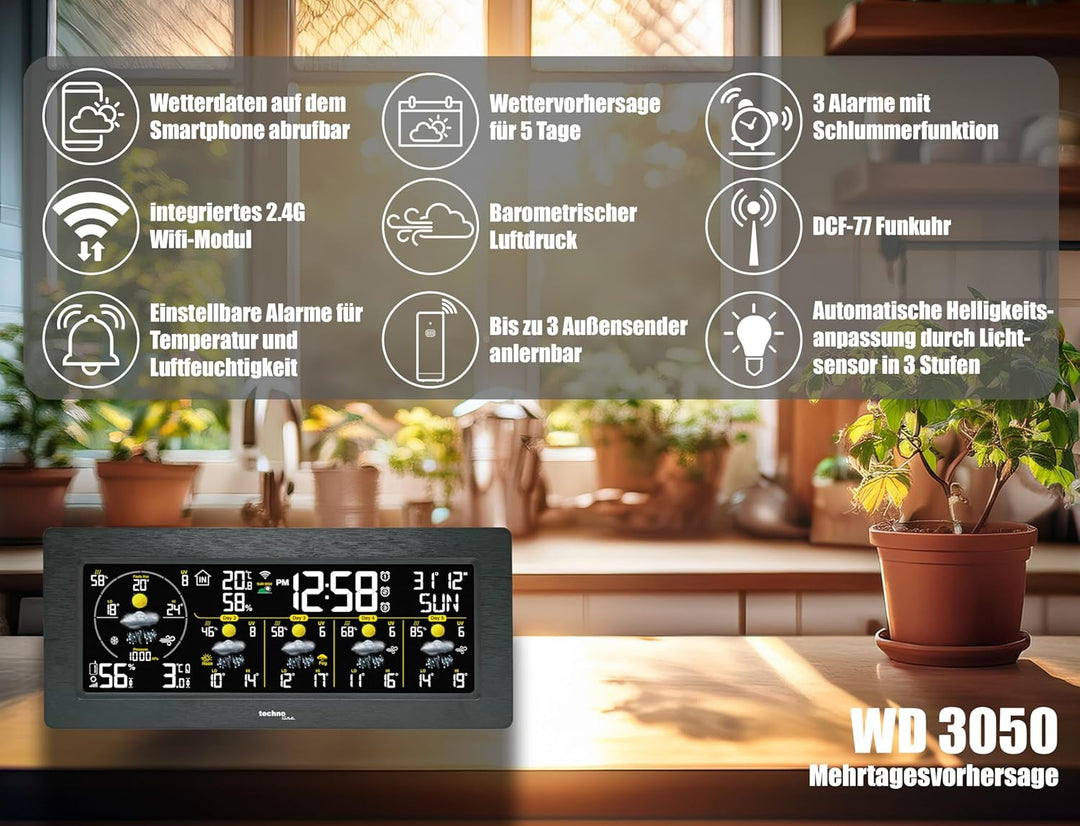 WD3050 Smart Life Wetterstation: Präzise 5-Tage-Vorhersagen, App-Steuerung, Alarmfunktionen & Mehr –
