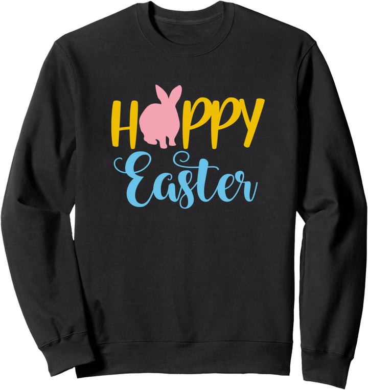 Hoppy Easter with Pink Easter Bunny Silhouette Sweatshirt