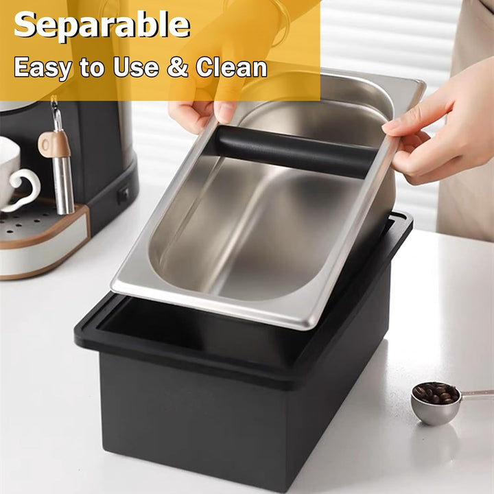 Abklopfbehälter, Abschlagbehälter, Espresso-Klopfbox, Edelstahl-Kaffee-Klopfbox, mit geräuschreduzie