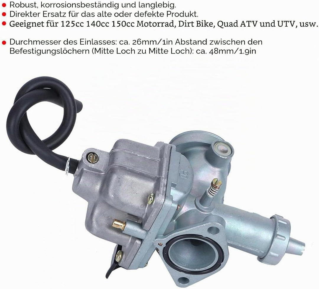 Vergaser PZ26 26 Mm Vergaser Passend für 125 Cc 140 Cc 150 Cc PIT PRO Bike Trail Bike Dirt Bike Quad