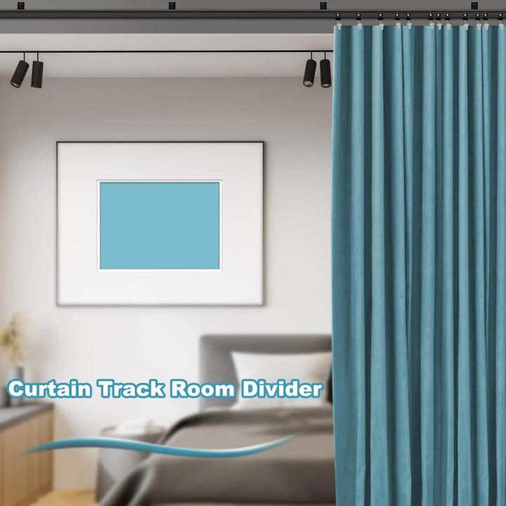 KOLAKO 10Ft/3m Flexible Biegbare Vorhangschiene Decken-Wandmontage Schwarz Gebogen Strapazierfähig W