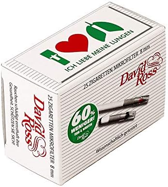 David Ross Zigaretten Mikrofilter 8 mm, 60% weniger Teer + Nikotin 6 Packungen (150 Filter)