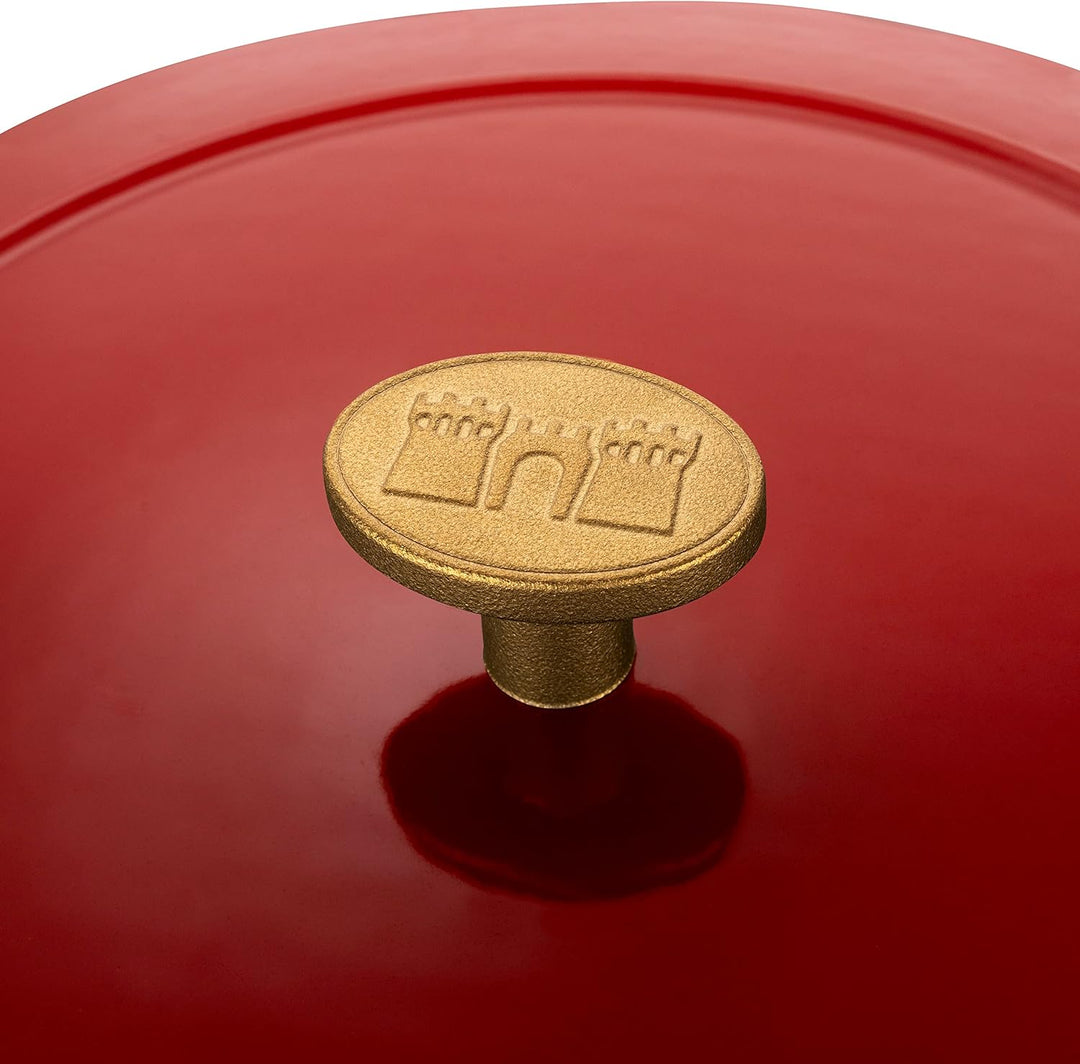BALLARINI Bellamonte Auflaufform, Bräter, Dutch Oven, Emailliertes Gusseisen, Rund, 24cm, 4,0 L, Rot