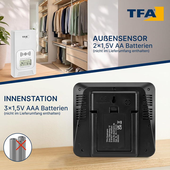 TFA Dostmann Digitale Life, Wetterstation mit Funk, inkl Aussensensor, Hintergrundbeleuchtung, Ausse