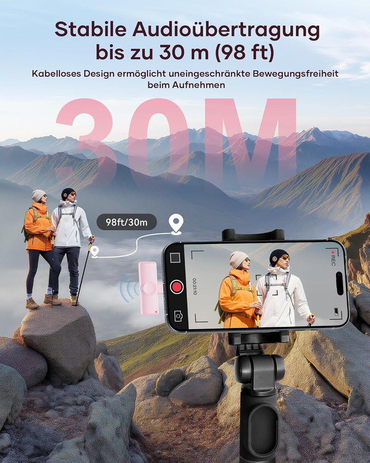 CZOCPOS Kabelloses Lavalier Mikrofon 2er Set, Mini Mikrofon für iPhone, iPad & Android Handy, Mikrof