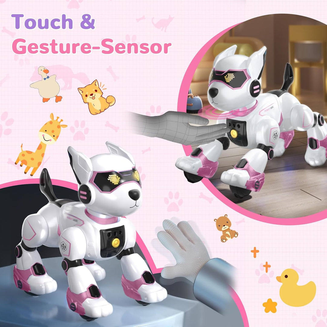 PRANITE Roboter Hund, Programmierbarer Roboterhund Kinder Ferngesteuerter Spielzeug, Wiederaufladbar