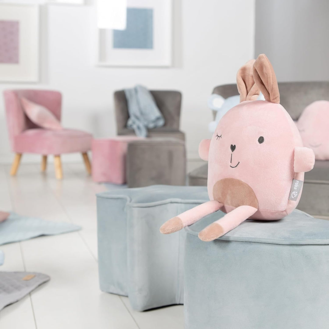 roba Kinderhocker Lil Sofa in Herzform - Bequemer Hocker in blauem Samtstoff - Polstermöbel Pouf für