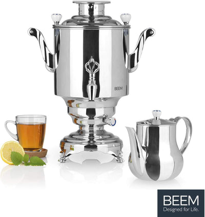 BEEM SAMOWAR Romanov - 5 l | Teekocher elektrisch | 1.800 W | Edelstahl | 5 l Wasserbehälter | 1,3 l