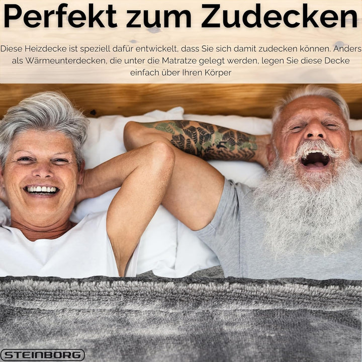 Steinborg® Heizdecke mit Abschaltautomatik 180x130cm Kuschelheizdecke elektrische Wärmedecke Kuschel