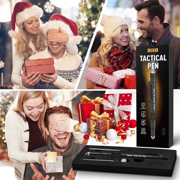 BIIB Geschenke für Männer, Taktischer Stift mit LED, Vatertagsgeschenk für Papa, Gadgets für Männer