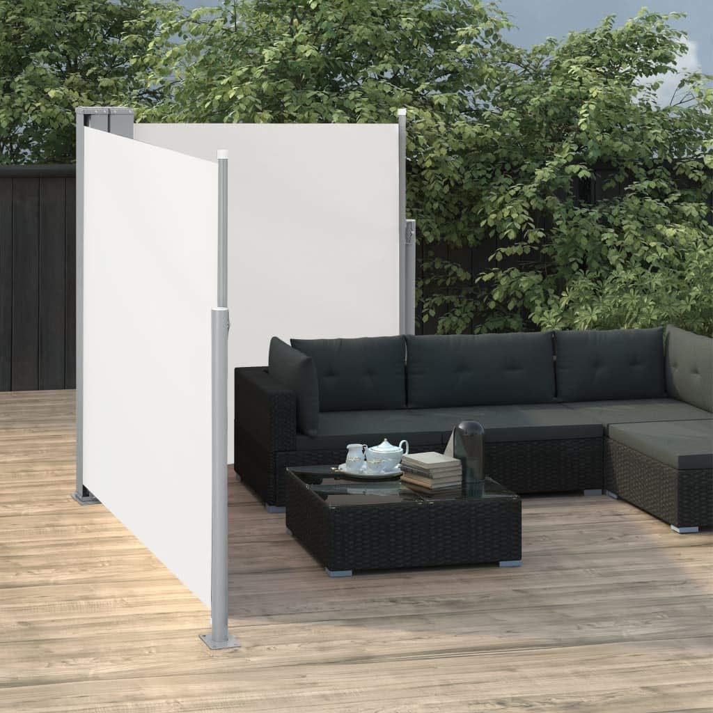 Tidyard Doppel Ausziehbare Seitenmarkise Balkonsichtschutz Windschutz Sonnenschutz für Garten Balkon