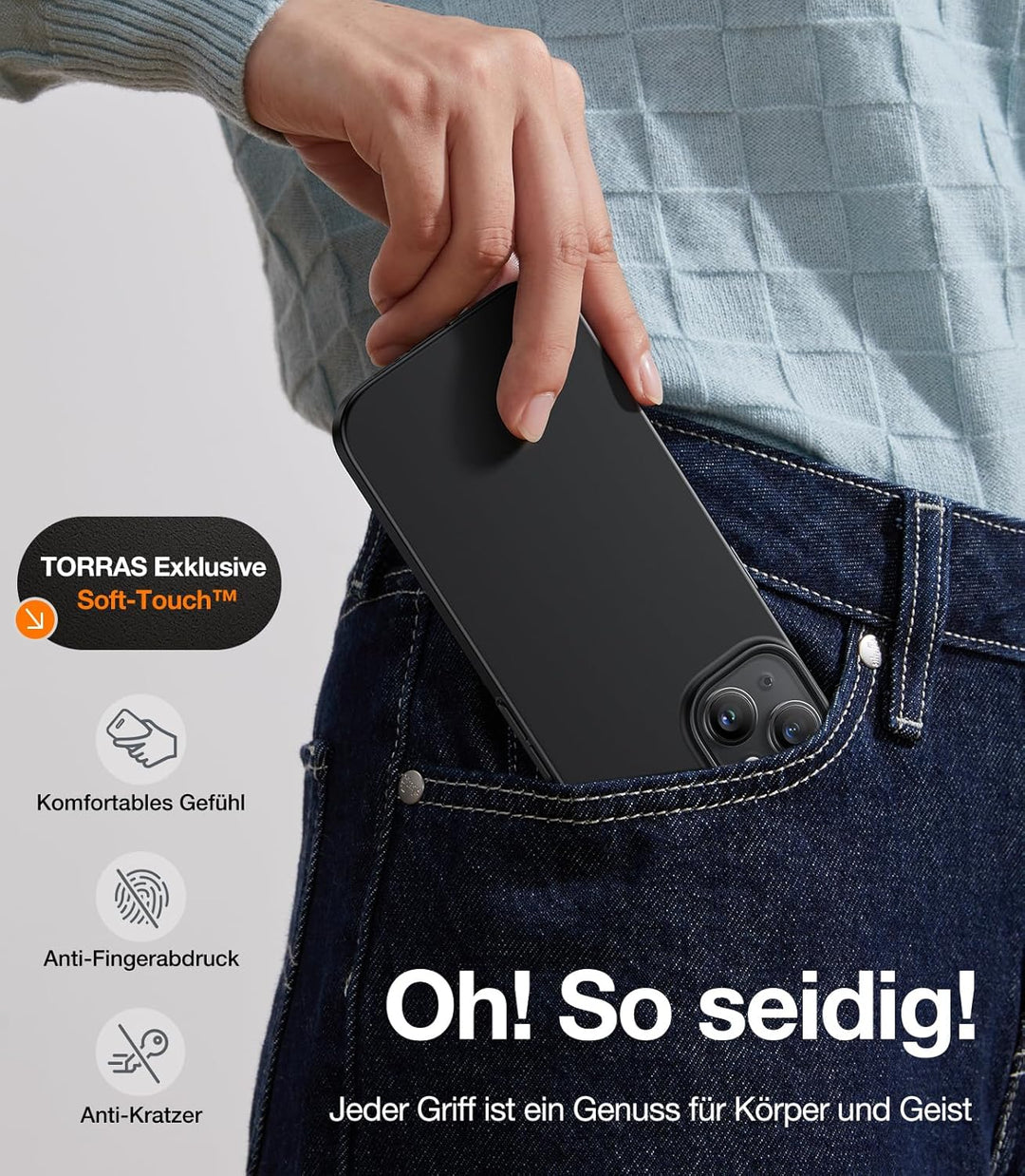 TORRAS Dr. Ultra Dünn 2024 Neu für iPhone 15 Hülle für MagSafe [TOP Magnetkraft] Samtiger Griff & El