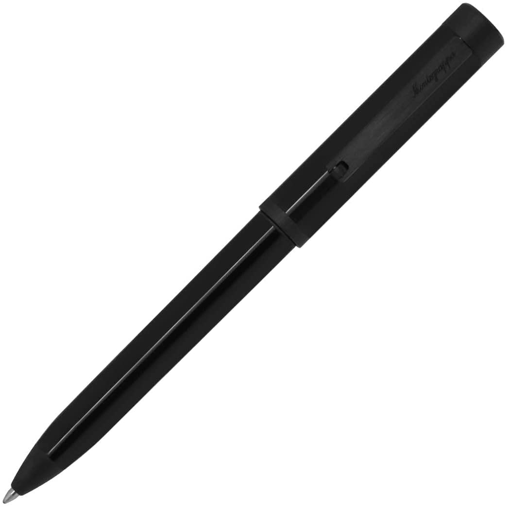 Montegrappa Zero Kugelschreiber aus Edelstahl und Montegrappite-Harz in der Farbe Ultra-Black, Länge
