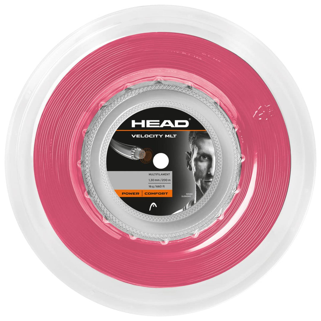 HEAD Unisex-Adult Velocity Mlt Rolle Tennis-Saite 1.30 mm / 16 g Pink, 1.30 mm / 16 g Pink