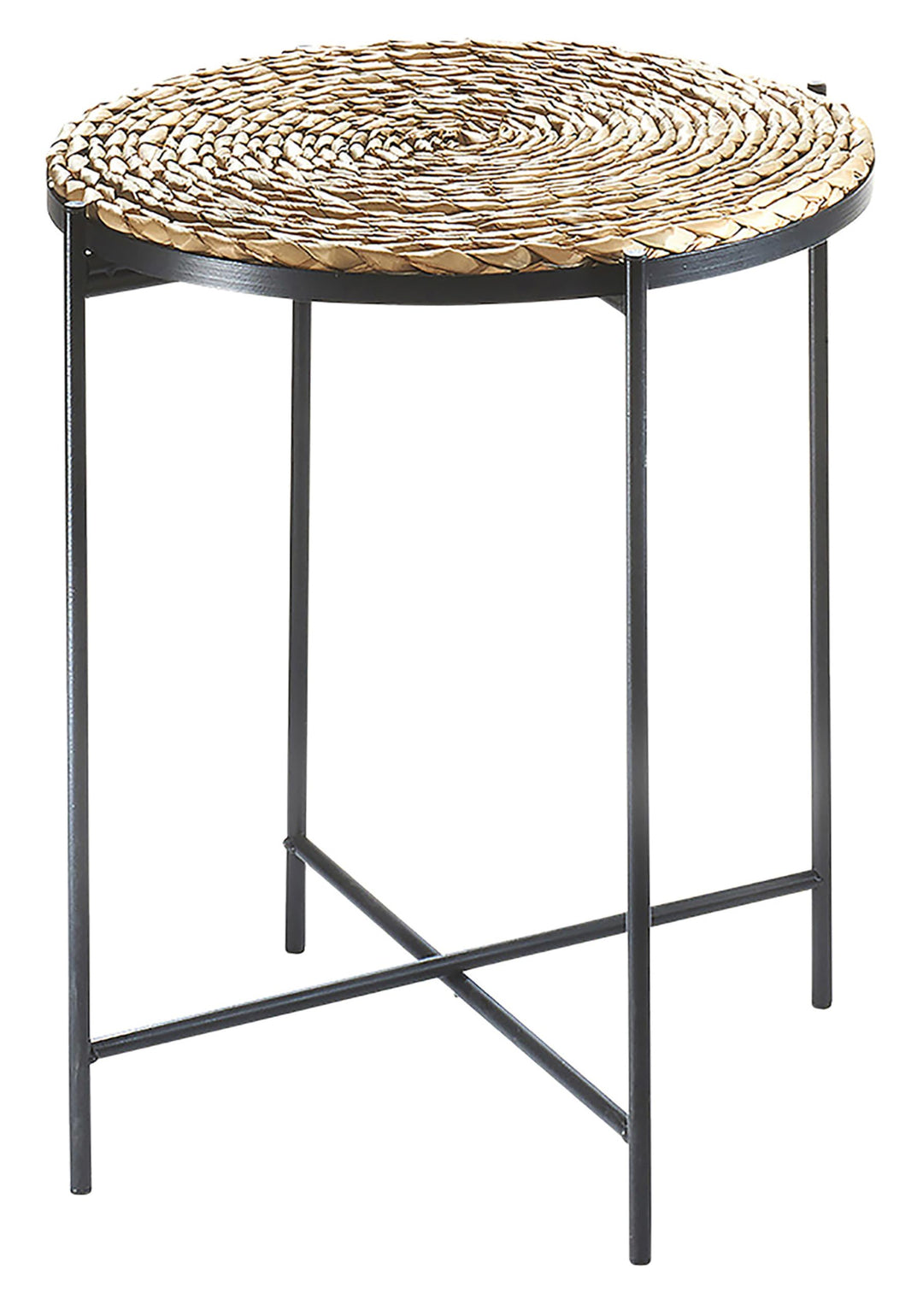 Kobolo Beistelltisch Coffee aus Seegras und Metall - Tablett - 38x38x45cm, 38x38x45